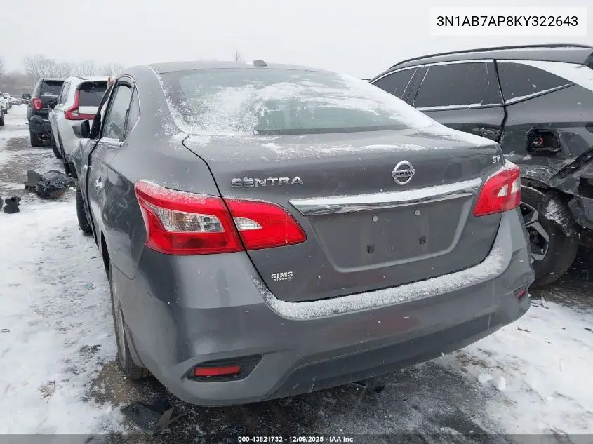 3N1AB7AP8KY322643 2019 Nissan Sentra Sv