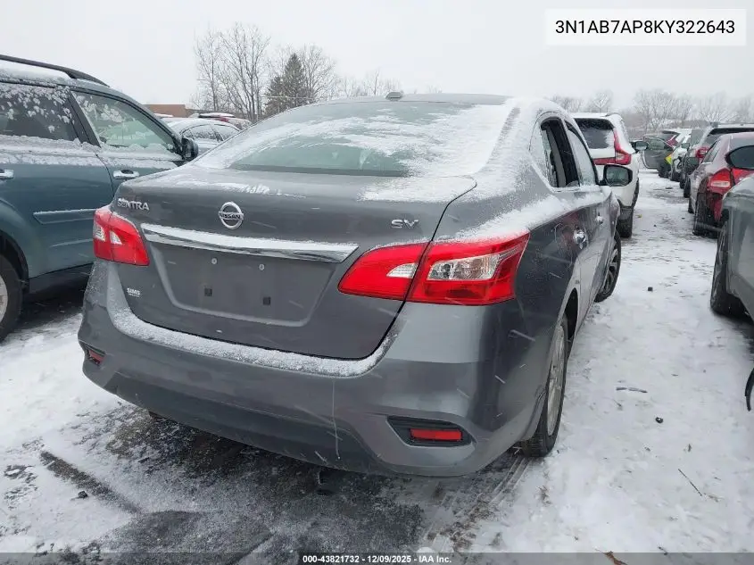 3N1AB7AP8KY322643 2019 Nissan Sentra Sv