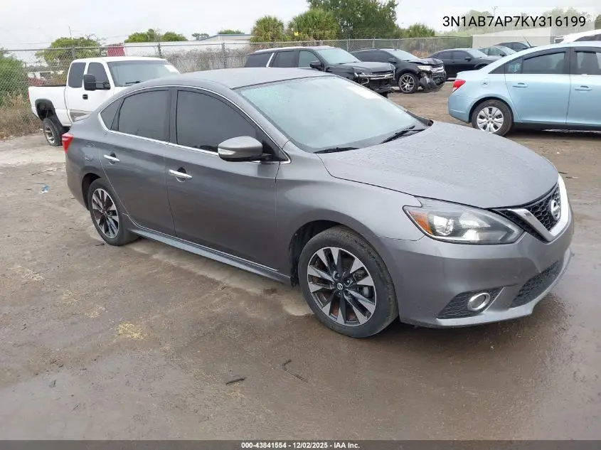 3N1AB7AP7KY316199 2019 Nissan Sentra Sr