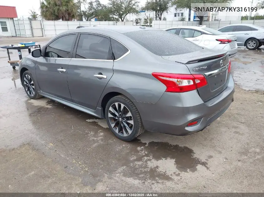 3N1AB7AP7KY316199 2019 Nissan Sentra Sr