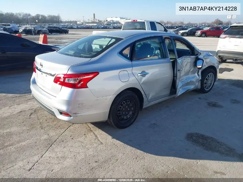 3N1AB7AP4KY214228 2019 Nissan Sentra S