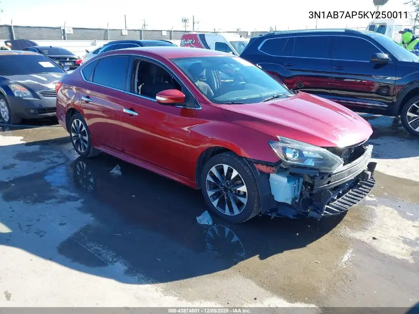 3N1AB7AP5KY250011 2019 Nissan Sentra Sr