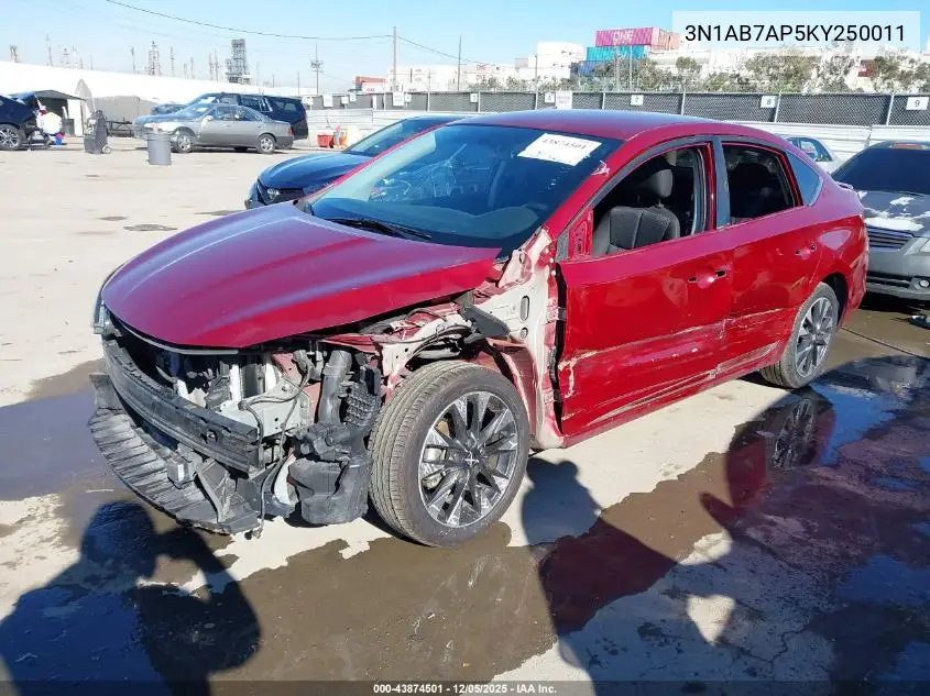 3N1AB7AP5KY250011 2019 Nissan Sentra Sr