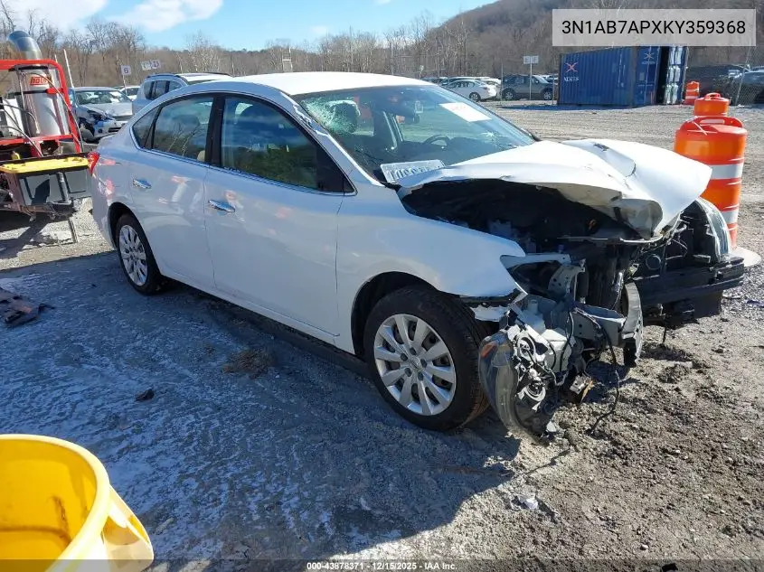 3N1AB7APXKY359368 2019 Nissan Sentra S
