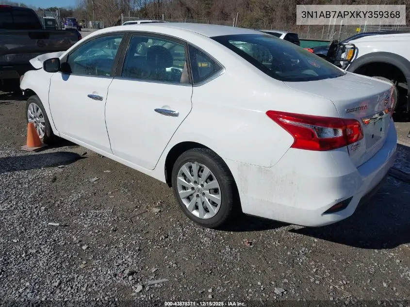 3N1AB7APXKY359368 2019 Nissan Sentra S