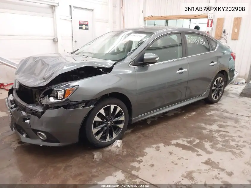 3N1AB7APXKY202908 2019 Nissan Sentra Sr