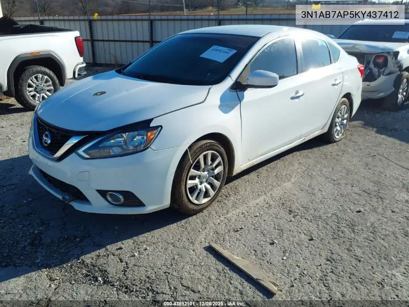3N1AB7AP5KY437412 2019 Nissan Sentra Sv