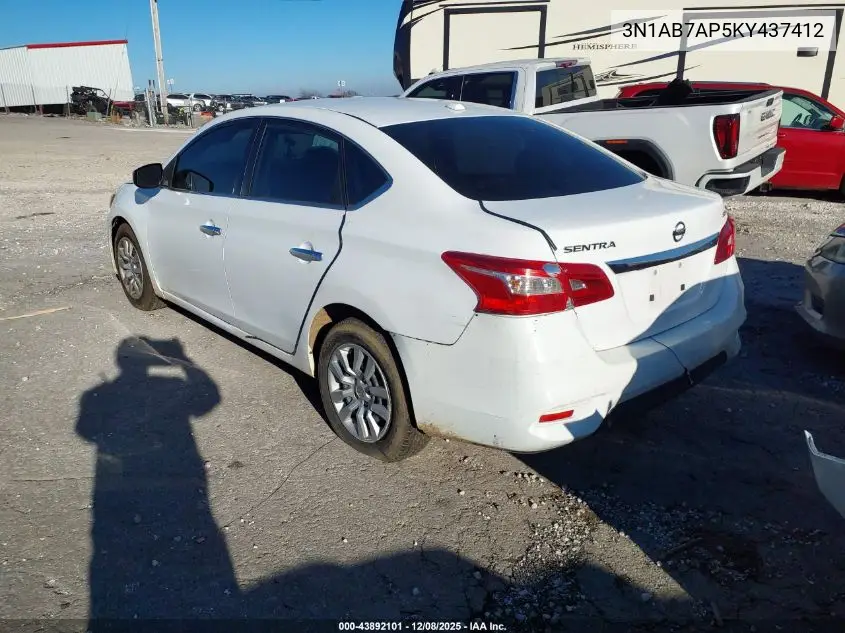 3N1AB7AP5KY437412 2019 Nissan Sentra Sv