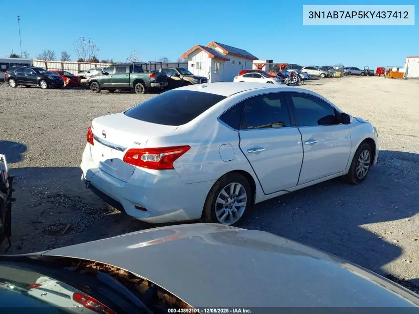 3N1AB7AP5KY437412 2019 Nissan Sentra Sv