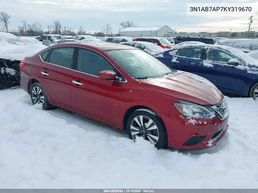 3N1AB7AP7KY319670 2019 Nissan Sentra Sv