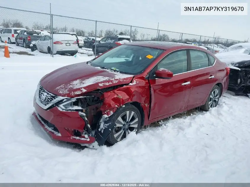 3N1AB7AP7KY319670 2019 Nissan Sentra Sv