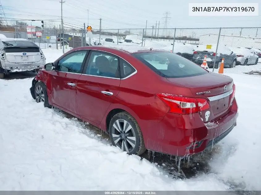 3N1AB7AP7KY319670 2019 Nissan Sentra Sv