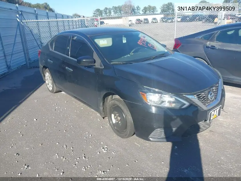 3N1AB7AP4KY399509 2019 Nissan Sentra S