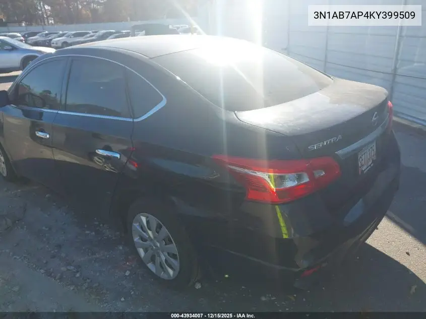 3N1AB7AP4KY399509 2019 Nissan Sentra S