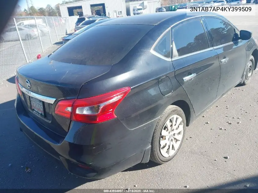 3N1AB7AP4KY399509 2019 Nissan Sentra S