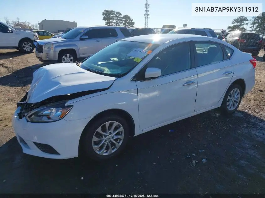 3N1AB7AP9KY311912 2019 Nissan Sentra Sv