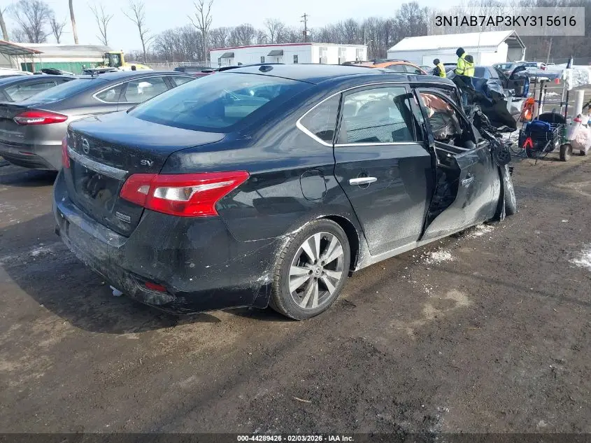 3N1AB7AP3KY315616 2019 Nissan Sentra Sv