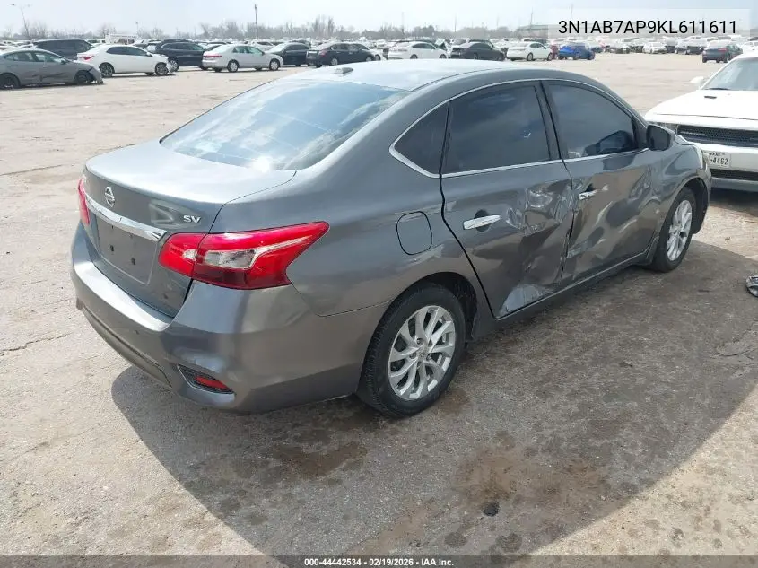 3N1AB7AP9KL611611 2019 Nissan Sentra Sv