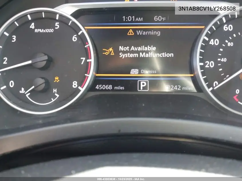 3N1AB8CV1LY268508 2020 Nissan Sentra Sv Xtronic Cvt