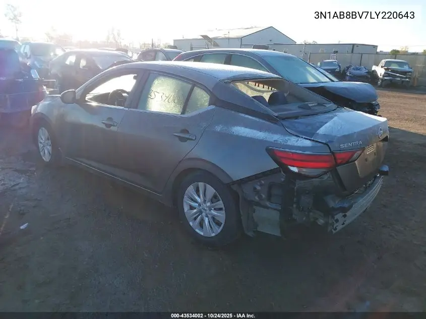 3N1AB8BV7LY220643 2020 Nissan Sentra S Xtronic Cvt