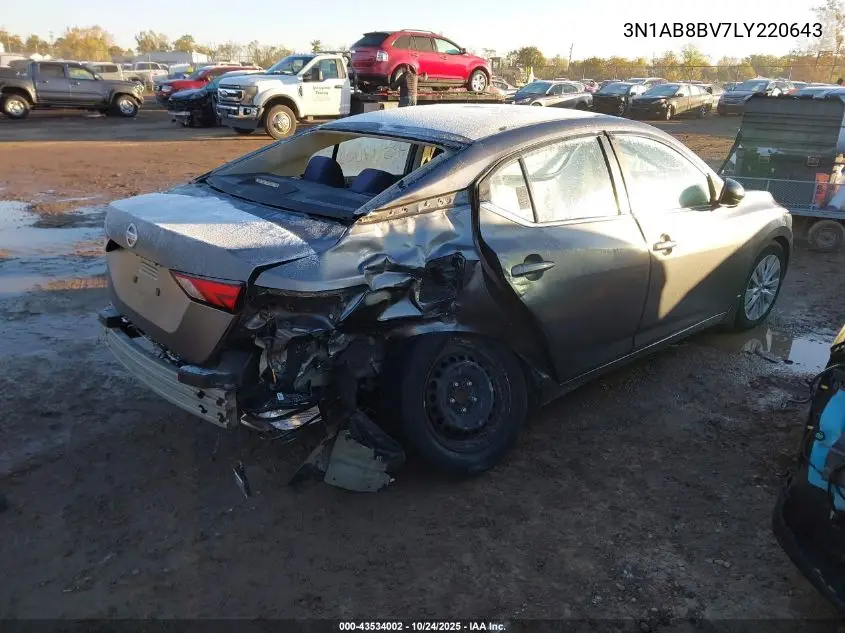 3N1AB8BV7LY220643 2020 Nissan Sentra S Xtronic Cvt