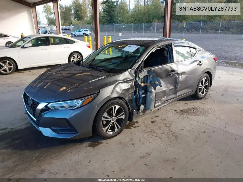 3N1AB8CV0LY287793 2020 Nissan Sentra Sv Xtronic Cvt
