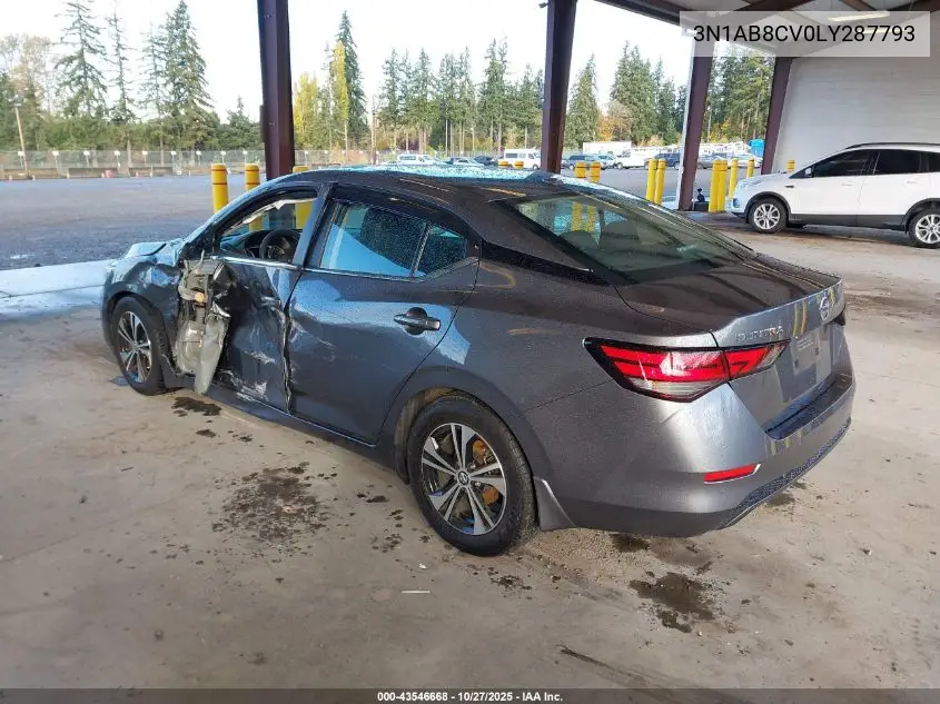 3N1AB8CV0LY287793 2020 Nissan Sentra Sv Xtronic Cvt