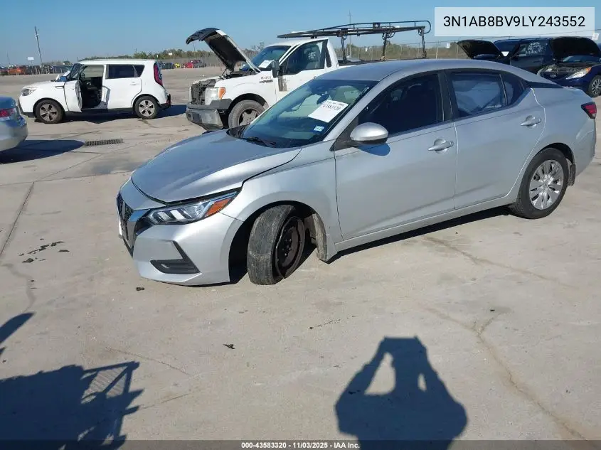 3N1AB8BV9LY243552 2020 Nissan Sentra S Xtronic Cvt