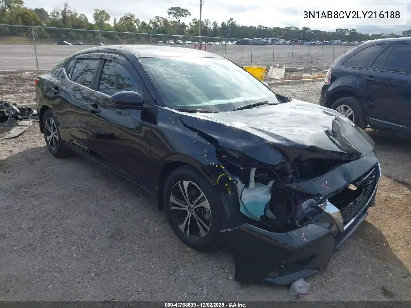 3N1AB8CV2LY216188 2020 Nissan Sentra Sv Xtronic Cvt