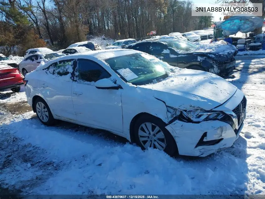 3N1AB8BV4LY308503 2020 Nissan Sentra S Xtronic Cvt