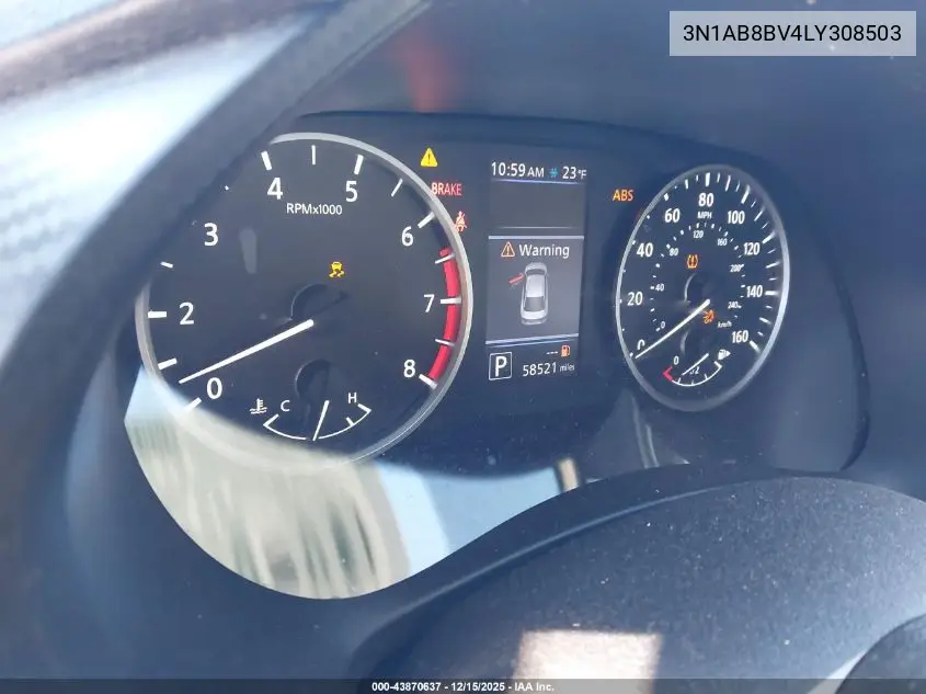 3N1AB8BV4LY308503 2020 Nissan Sentra S Xtronic Cvt