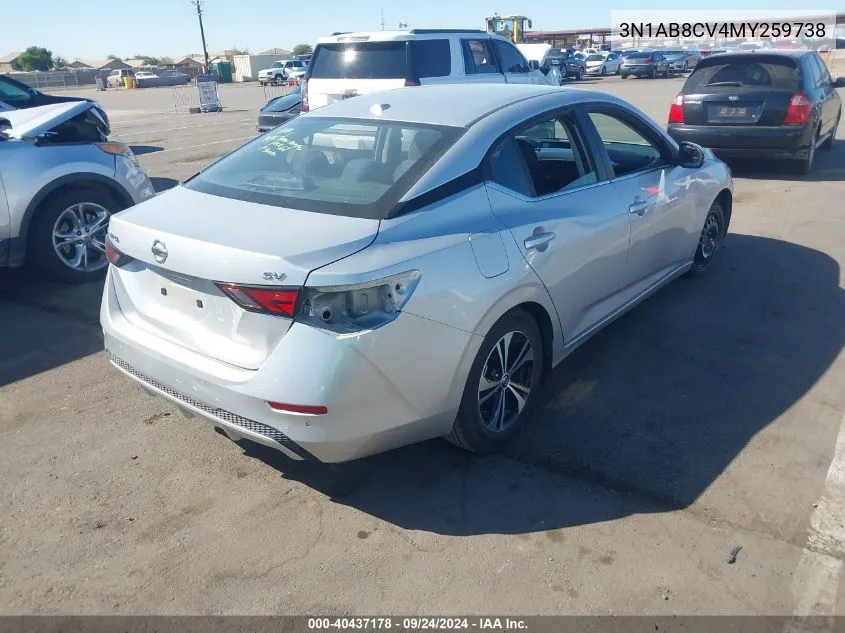 2021 Nissan Sentra Sv Xtronic Cvt VIN: 3N1AB8CV4MY259738 Lot: 40437178