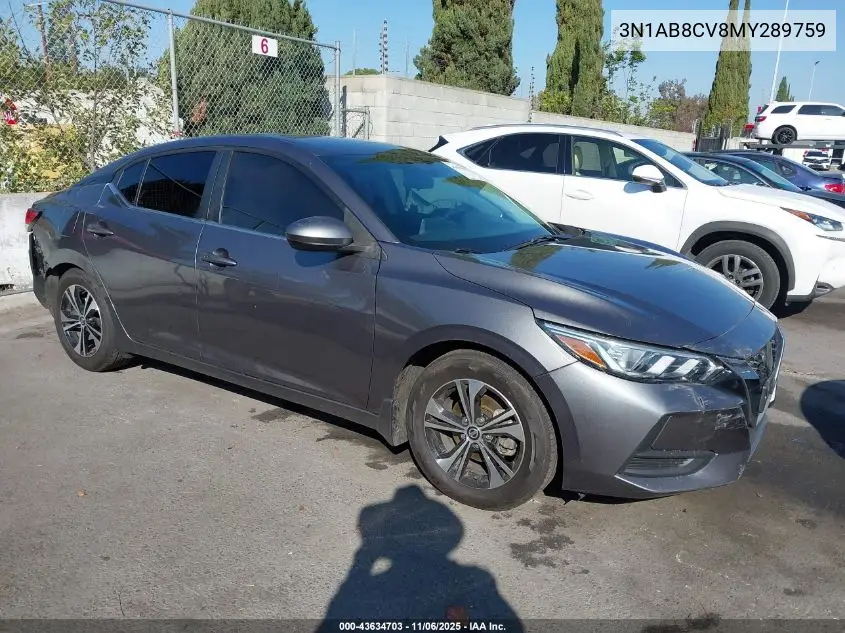 3N1AB8CV8MY289759 2021 Nissan Sentra Sv Xtronic Cvt
