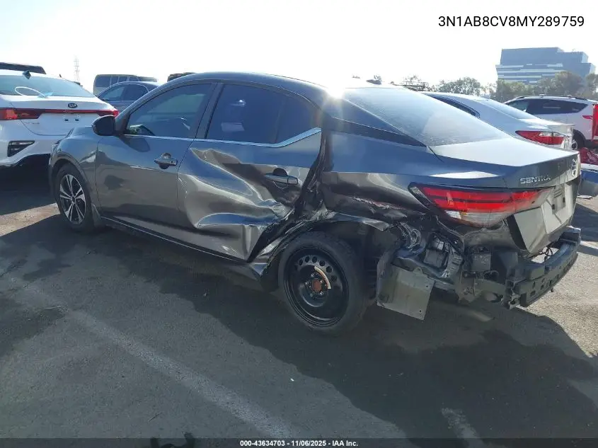3N1AB8CV8MY289759 2021 Nissan Sentra Sv Xtronic Cvt