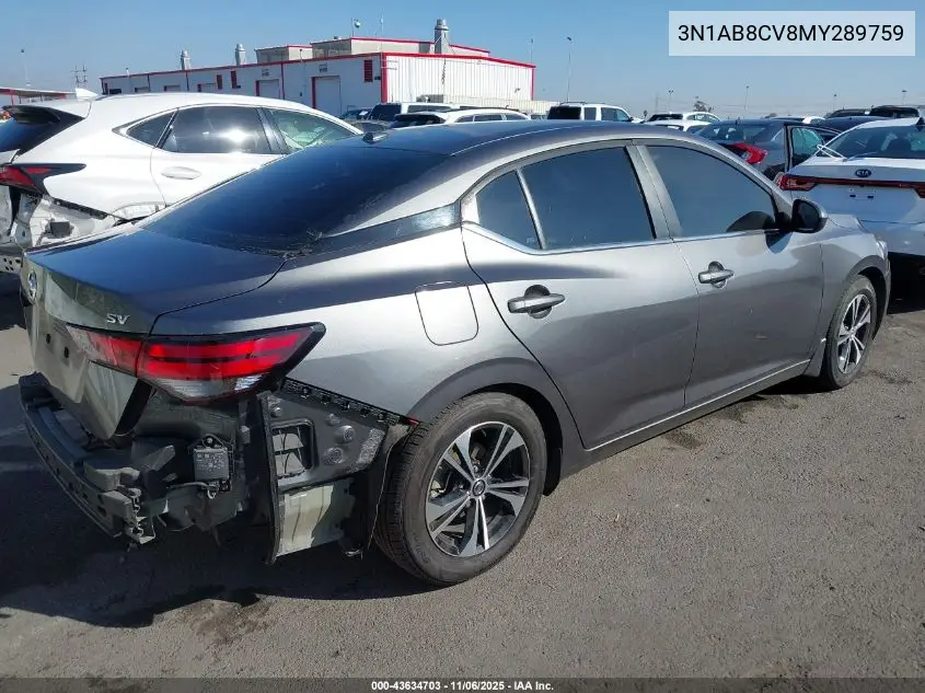 3N1AB8CV8MY289759 2021 Nissan Sentra Sv Xtronic Cvt