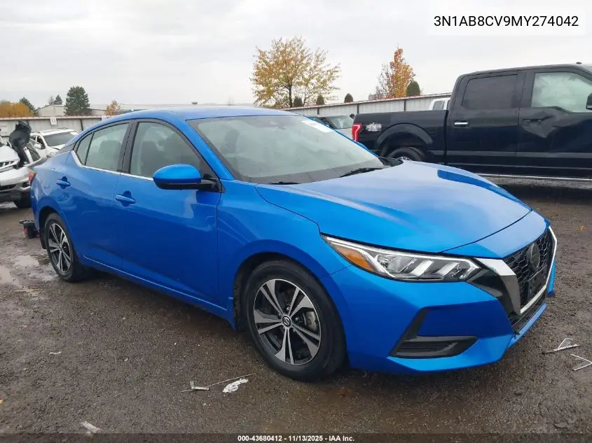 3N1AB8CV9MY274042 2021 Nissan Sentra Sv Xtronic Cvt