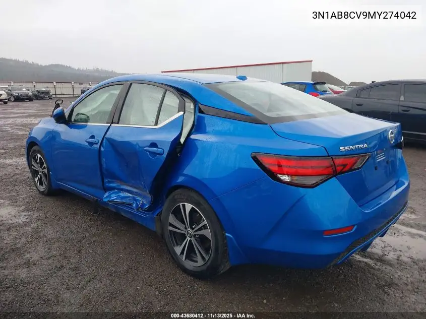 3N1AB8CV9MY274042 2021 Nissan Sentra Sv Xtronic Cvt