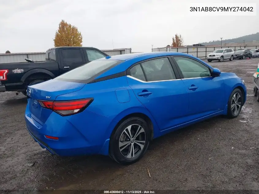 3N1AB8CV9MY274042 2021 Nissan Sentra Sv Xtronic Cvt