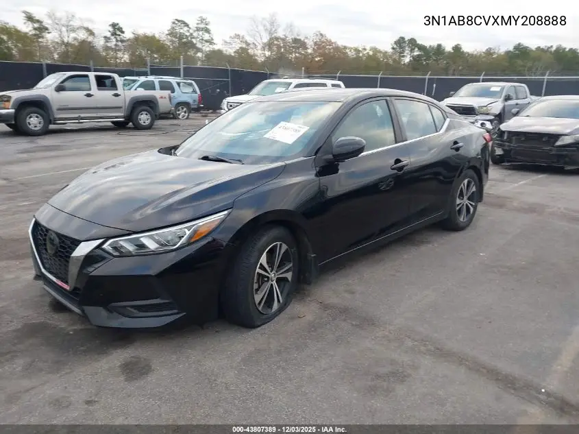 3N1AB8CVXMY208888 2021 Nissan Sentra Sv Xtronic Cvt