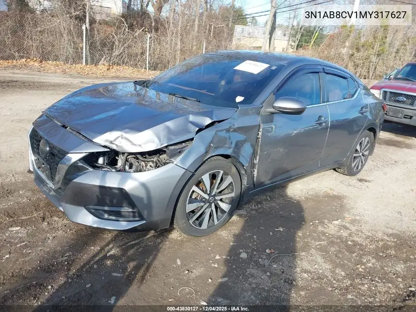 3N1AB8CV1MY317627 2021 Nissan Sentra Sv Xtronic Cvt