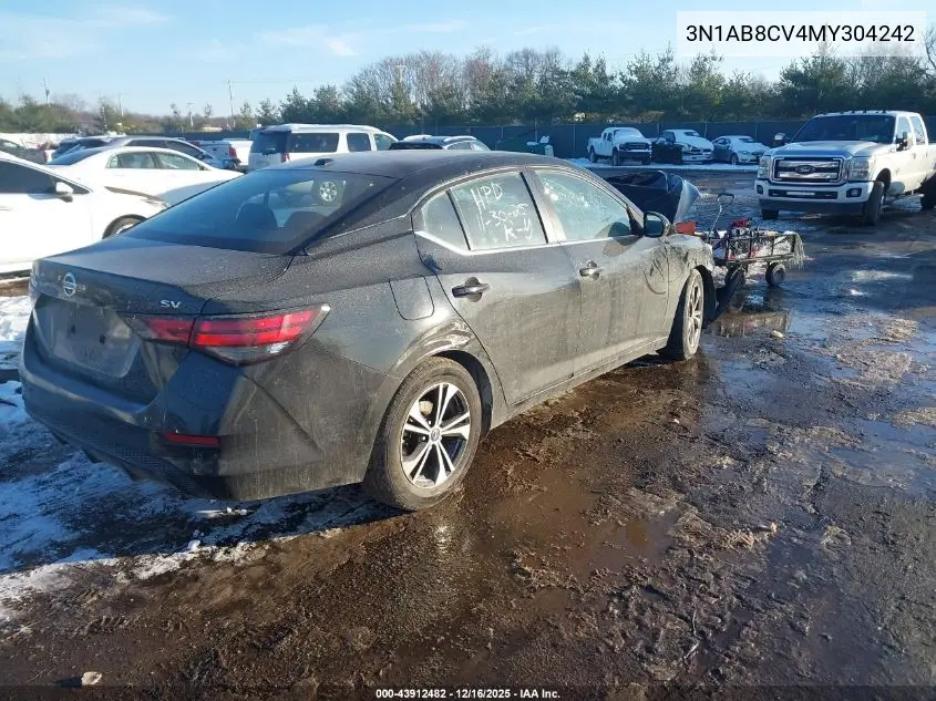 3N1AB8CV4MY304242 2021 Nissan Sentra Sv Xtronic Cvt