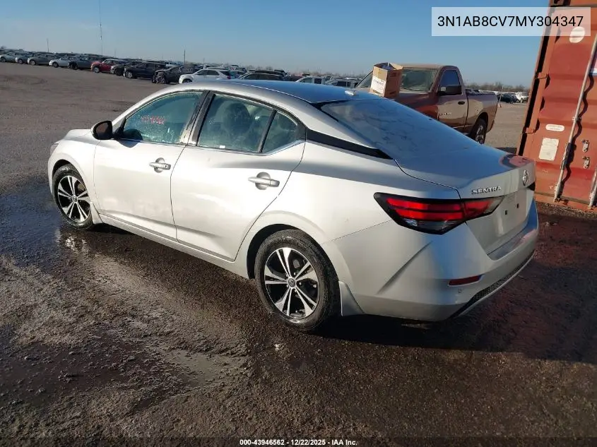 3N1AB8CV7MY304347 2021 Nissan Sentra Sv Xtronic Cvt