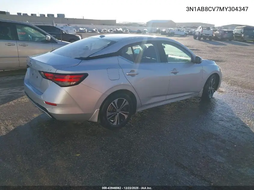 3N1AB8CV7MY304347 2021 Nissan Sentra Sv Xtronic Cvt