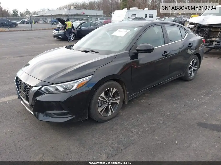 3N1AB8CV0MY310734 2021 Nissan Sentra Sv Xtronic Cvt
