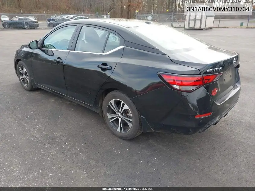 3N1AB8CV0MY310734 2021 Nissan Sentra Sv Xtronic Cvt