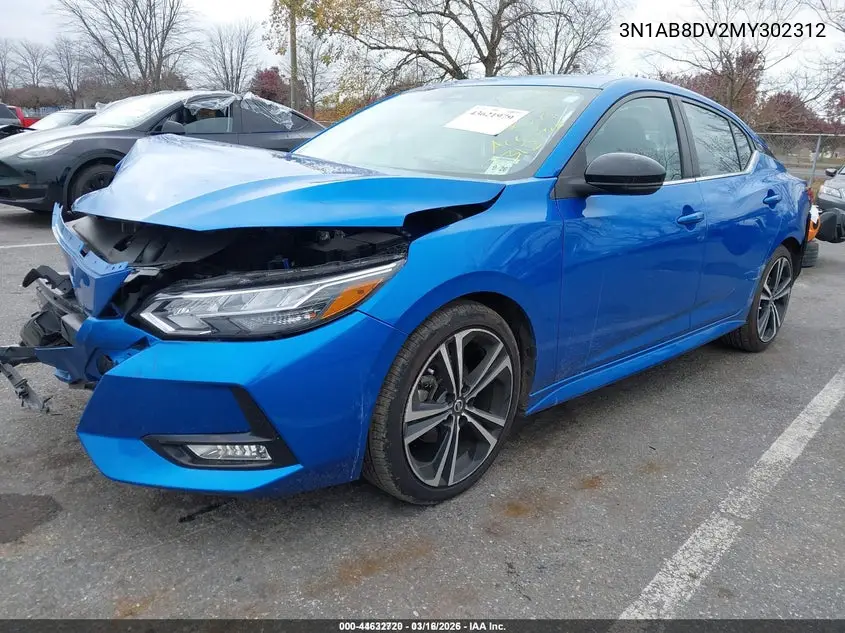 3N1AB8DV2MY302312 2021 Nissan Sentra Sr Xtronic Cvt