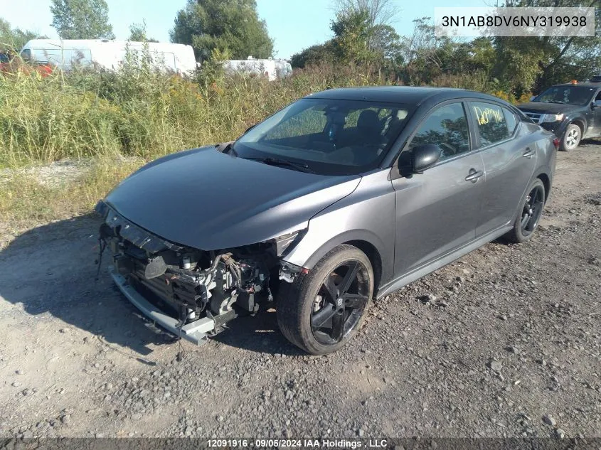 2022 Nissan Sentra VIN: 3N1AB8DV6NY319938 Lot: 12091916