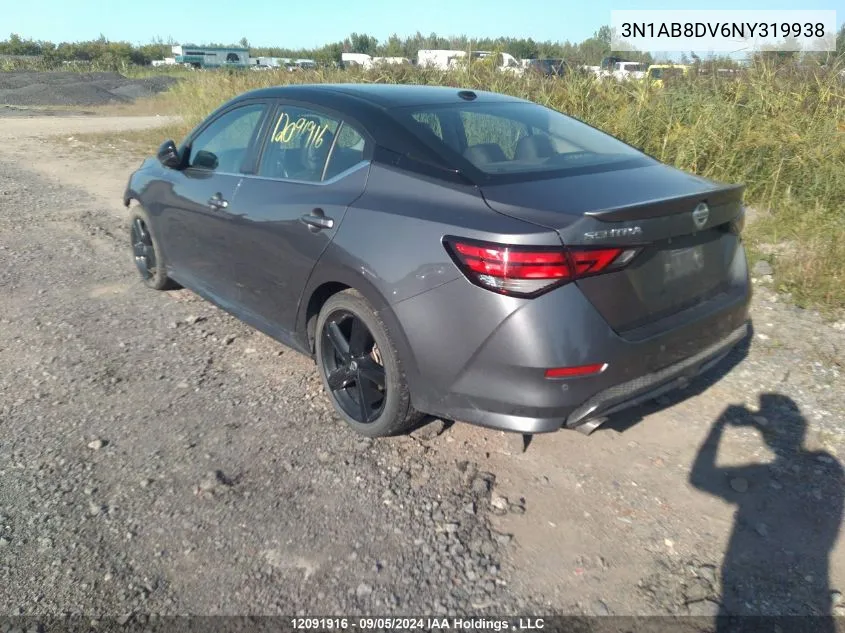 2022 Nissan Sentra VIN: 3N1AB8DV6NY319938 Lot: 12091916