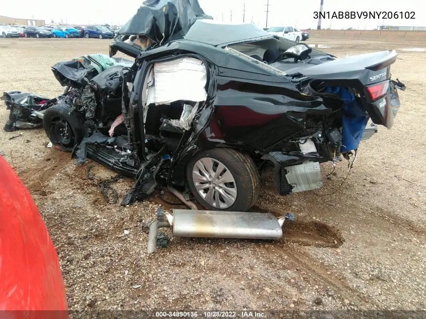 3N1AB8BV9NY206102 2022 Nissan Sentra S Xtronic Cvt