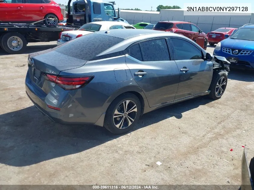 2022 Nissan Sentra Sv Xtronic Cvt VIN: 3N1AB8CV0NY297128 Lot: 39611316